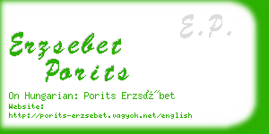 erzsebet porits business card